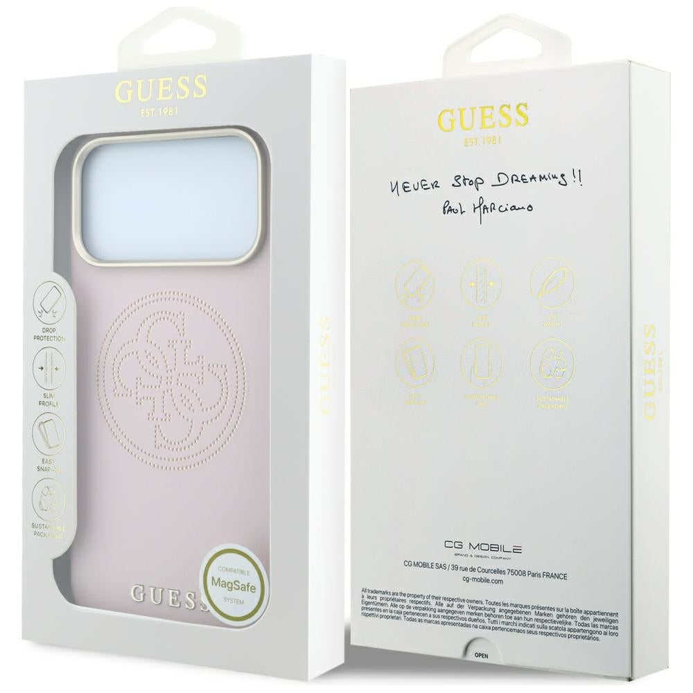 MagSafe Case for Apple iPhone 18 Pro Max / 17 Pro Max, Guess, Perforated 4G, Pink