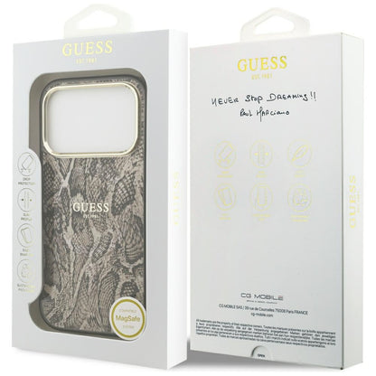 MagSafe Case for Apple iPhone 18 Pro Max / 17 Pro Max, Guess, Python Pattern, Brown