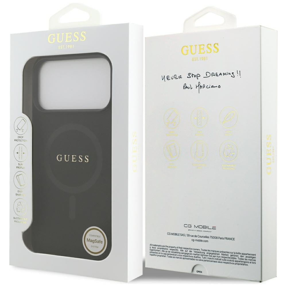 MagSafe Case for Apple iPhone 18 Pro Max / 17 Pro Max, Guess, Saffiano, Black