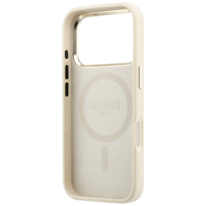 MagSafe Case for Apple iPhone 18 Pro Max / 17 Pro Max, Guess, Saffiano Small 4G Classic, Beige
