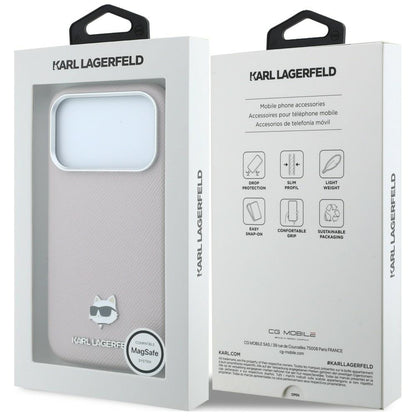 MagSafe Case for Apple iPhone 18 Pro Max / 17 Pro Max, Karl Lagerfeld, Grained Choupette Head, Pink