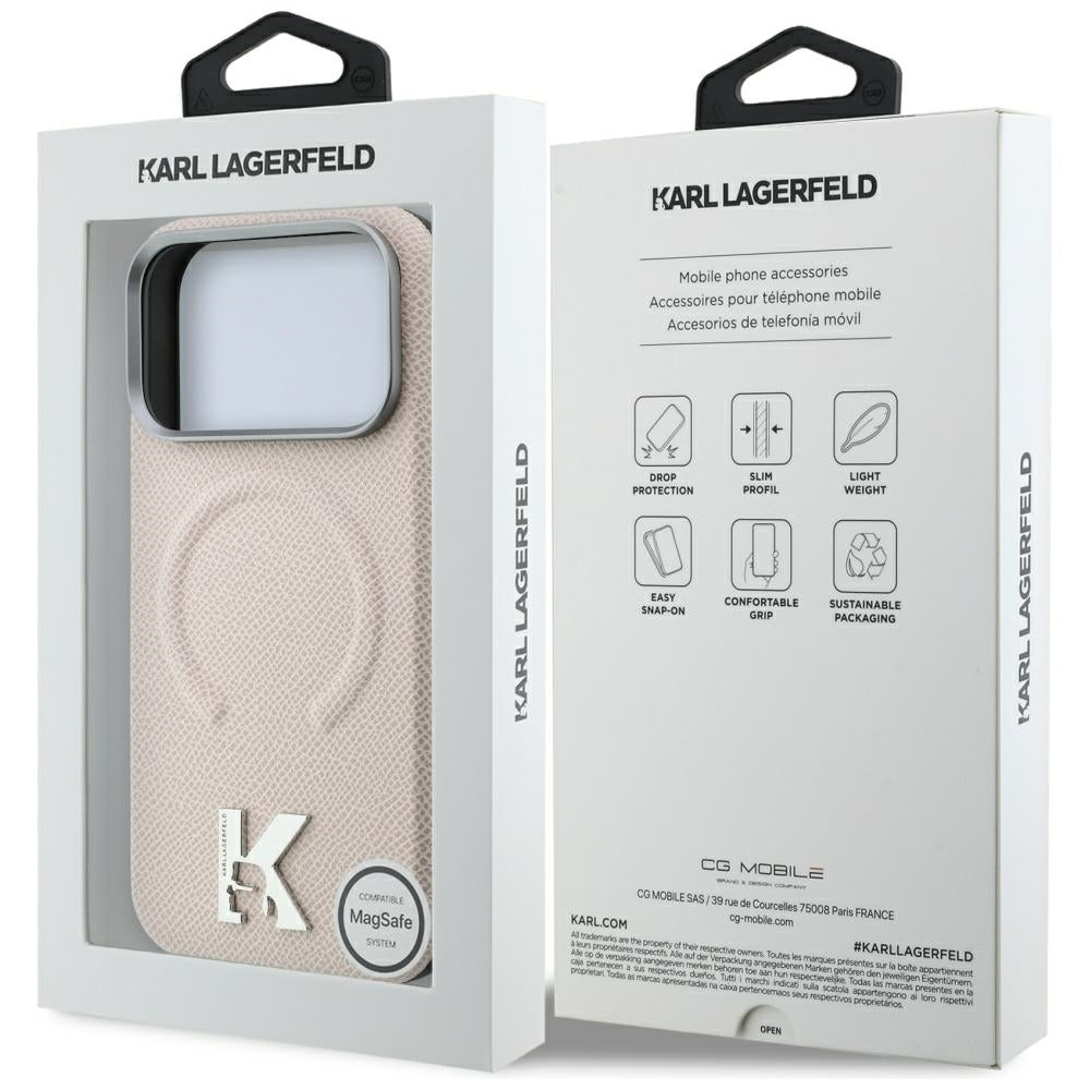 MagSafe Case for Apple iPhone 18 Pro Max / 17 Pro Max, Karl Lagerfeld, Grained Embossed Ring, Beige