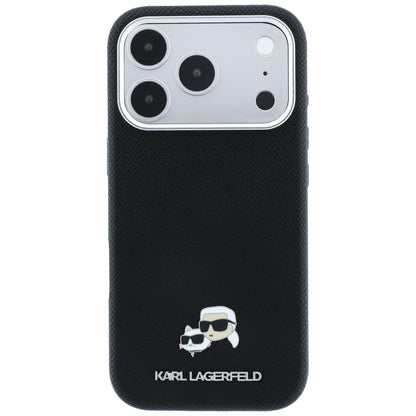 MagSafe Case for Apple iPhone 18 Pro Max / 17 Pro Max, Karl Lagerfeld, Grained KC Heads, Black