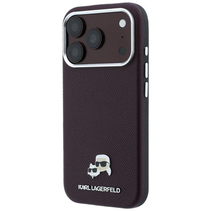 MagSafe Case for Apple iPhone 18 Pro Max / 17 Pro Max, Karl Lagerfeld, Grained KC Heads, Burgundy