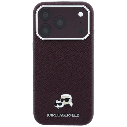 MagSafe Case for Apple iPhone 18 Pro Max / 17 Pro Max, Karl Lagerfeld, Grained KC Heads, Burgundy