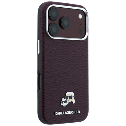 MagSafe Case for Apple iPhone 18 Pro Max / 17 Pro Max, Karl Lagerfeld, Grained KC Heads, Burgundy