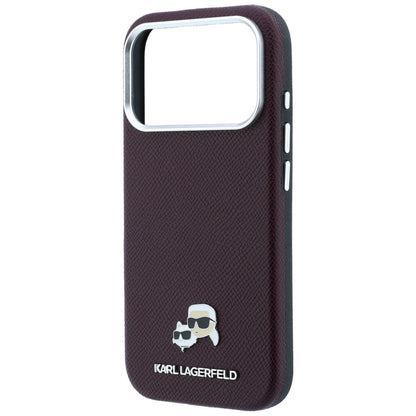 MagSafe Case for Apple iPhone 18 Pro Max / 17 Pro Max, Karl Lagerfeld, Grained KC Heads, Burgundy