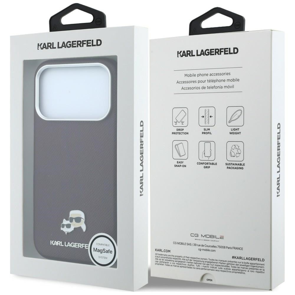 MagSafe Case for Apple iPhone 18 Pro Max / 17 Pro Max, Karl Lagerfeld, Grained KC Heads, Burgundy
