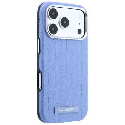 MagSafe Case for Apple iPhone 18 Pro Max / 17 Pro Max, Karl Lagerfeld, Grained Mono Resin Logo, Blue