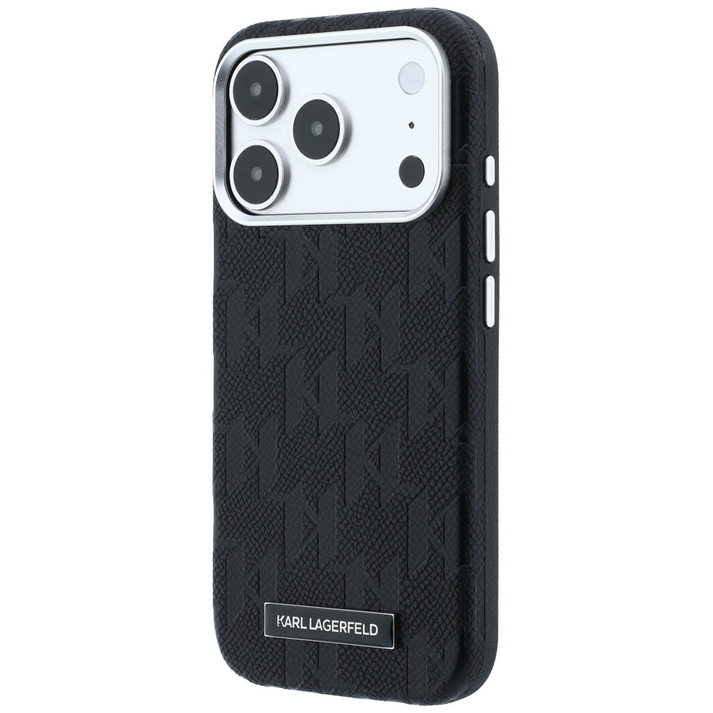 MagSafe Case for Apple iPhone 18 Pro Max / 17 Pro Max, Karl Lagerfeld, Grained Mono Resin Logo, Black