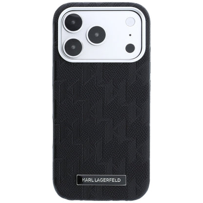 MagSafe Case for Apple iPhone 18 Pro Max / 17 Pro Max, Karl Lagerfeld, Grained Mono Resin Logo, Black