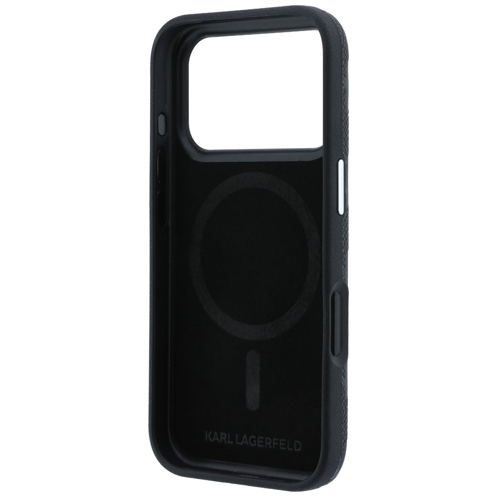 MagSafe Case for Apple iPhone 18 Pro Max / 17 Pro Max, Karl Lagerfeld, Grained Mono Resin Logo, Black