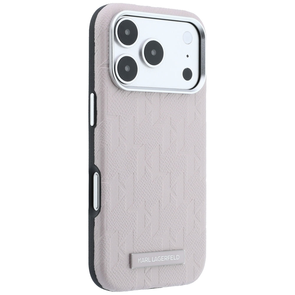 MagSafe Case for Apple iPhone 18 Pro Max / 17 Pro Max, Karl Lagerfeld, Grained Mono Resin Logo, Pink