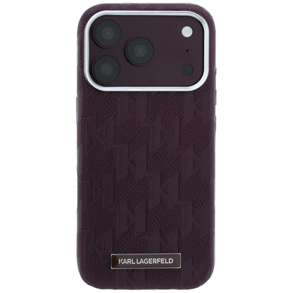 MagSafe Case for Apple iPhone 18 Pro Max / 17 Pro Max, Karl Lagerfeld, Grained Mono Resin Logo, Burgundy