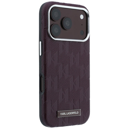 MagSafe Case for Apple iPhone 18 Pro Max / 17 Pro Max, Karl Lagerfeld, Grained Mono Resin Logo, Burgundy