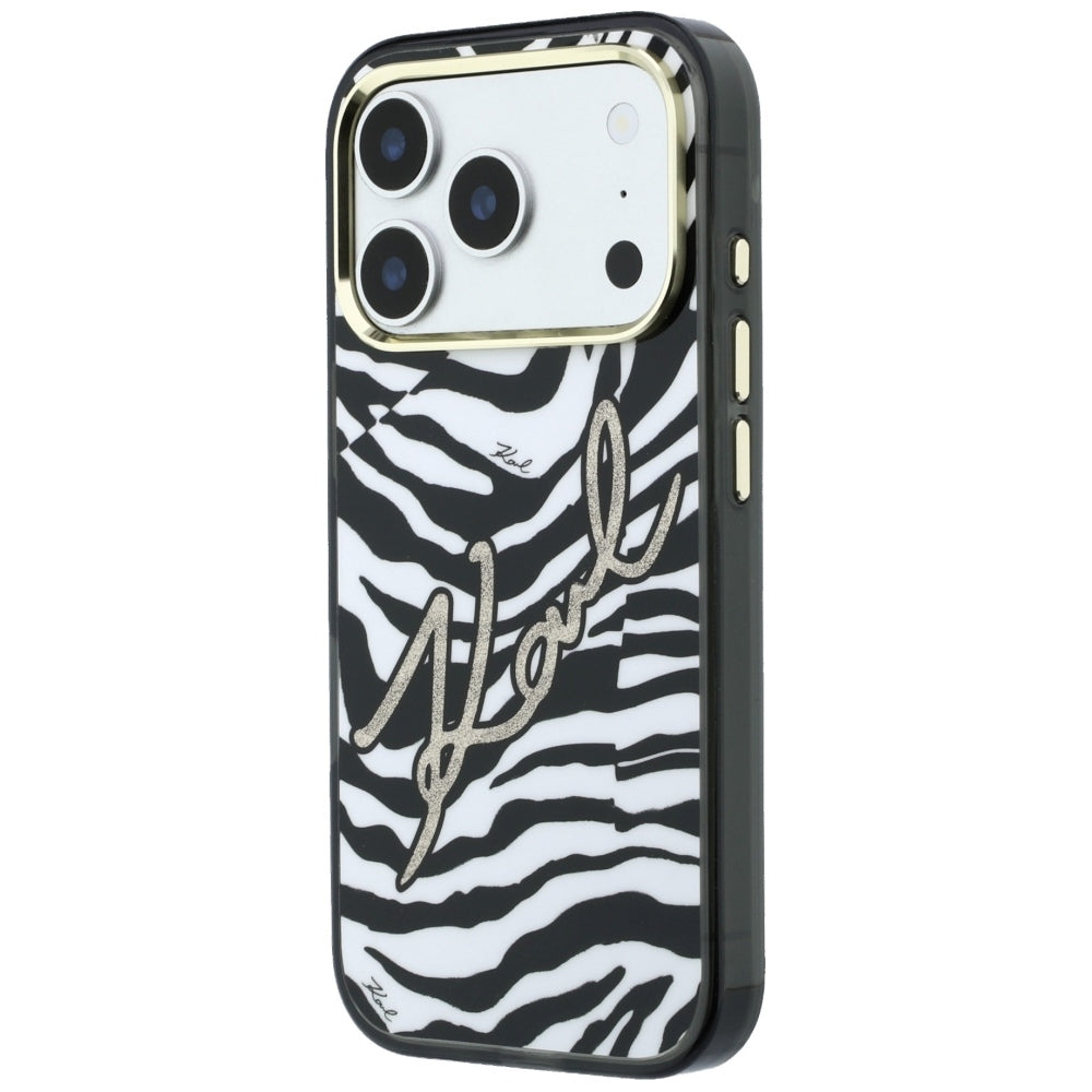 MagSafe Case for Apple iPhone 18 Pro Max / 17 Pro Max, Karl Lagerfeld, HC IML Signature Zebra Glitter Gold, Black