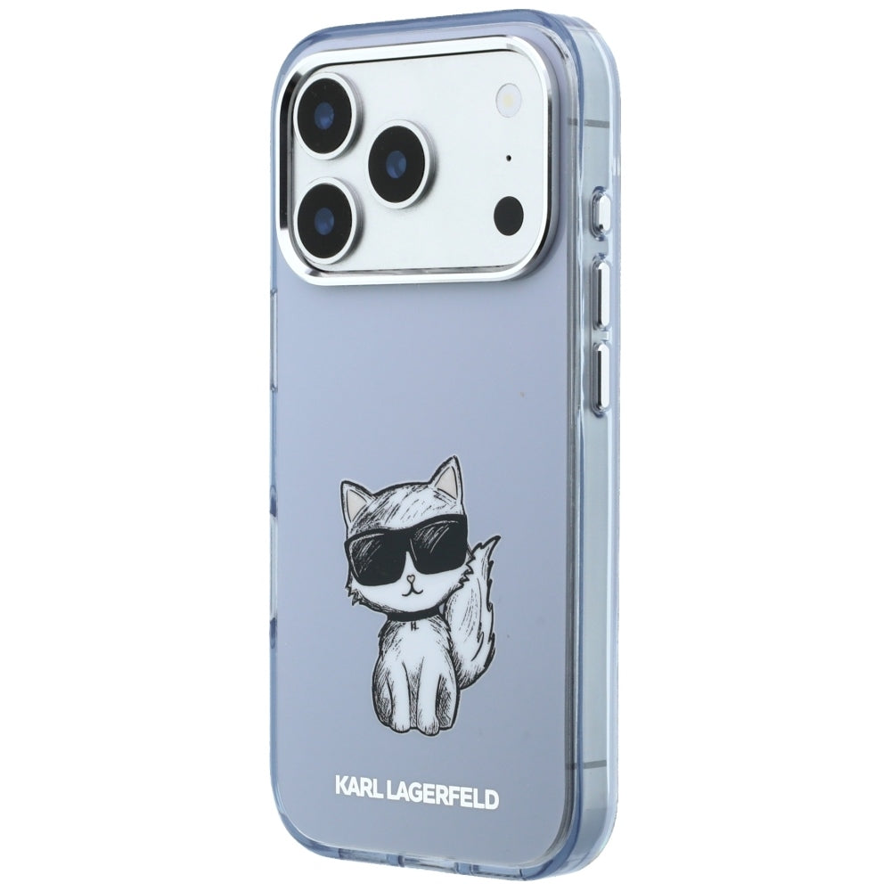 MagSafe Case for Apple iPhone 18 Pro Max / 17 Pro Max, Karl Lagerfeld, IML Choupette Body Sketch Print, Blue