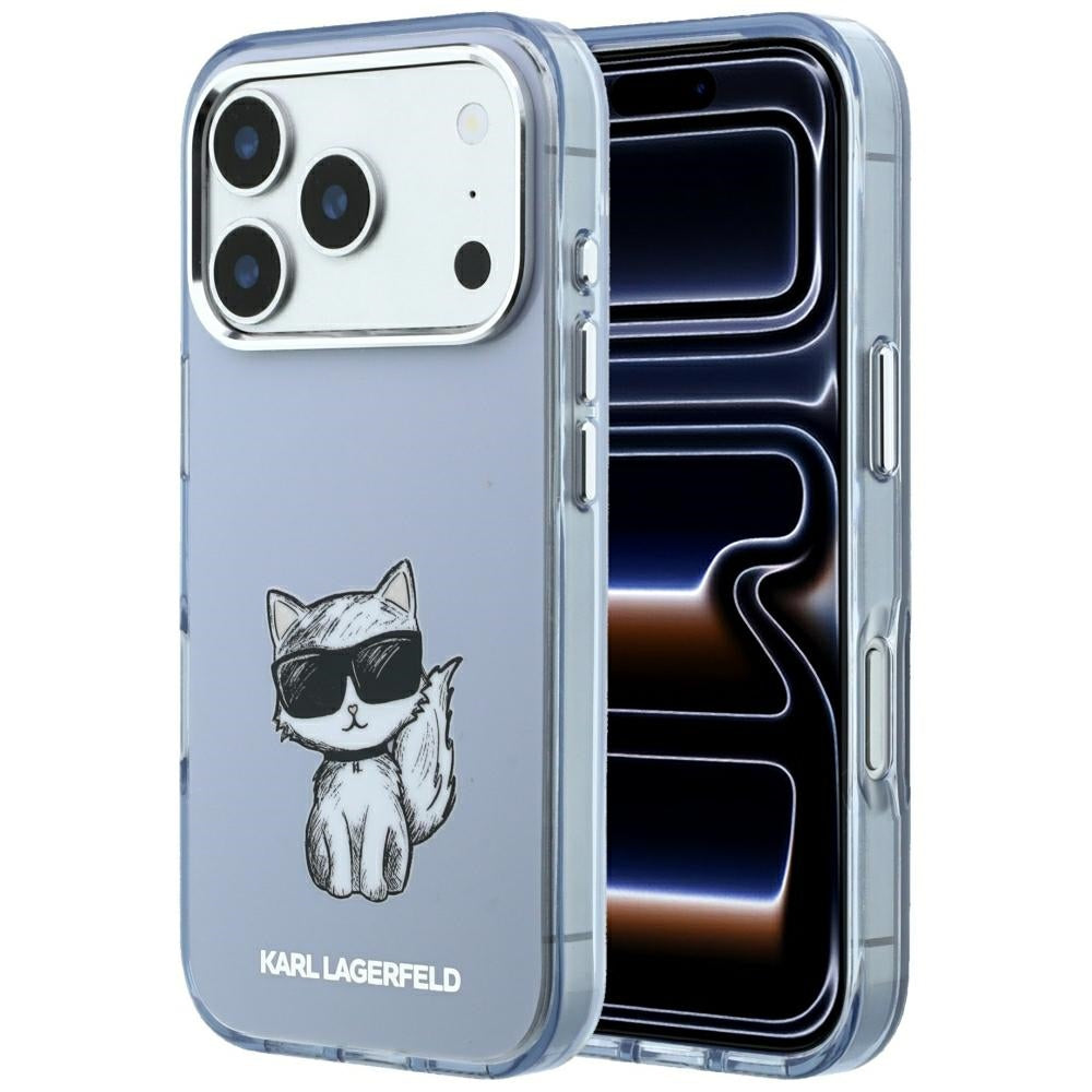 MagSafe Case for Apple iPhone 18 Pro Max / 17 Pro Max, Karl Lagerfeld, IML Choupette Body Sketch Print, Blue