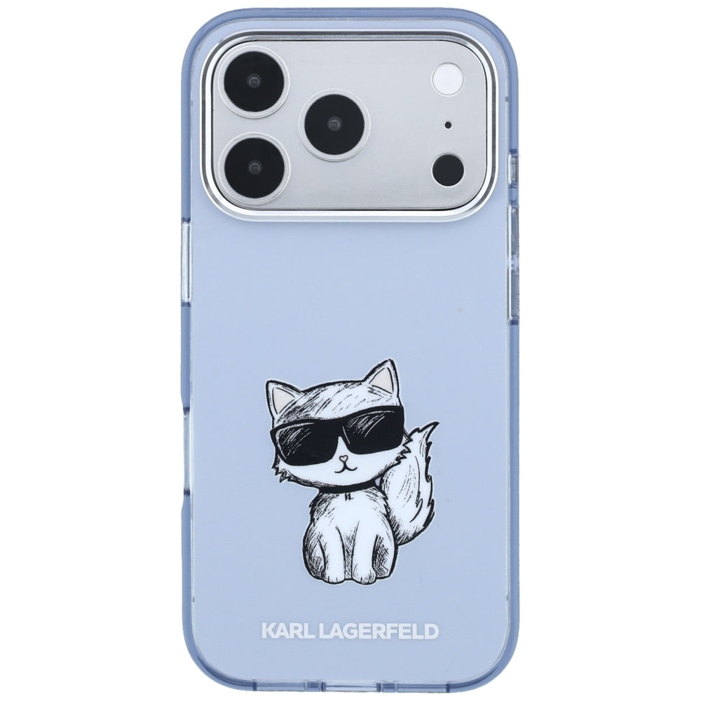 MagSafe Case for Apple iPhone 18 Pro Max / 17 Pro Max, Karl Lagerfeld, IML Choupette Body Sketch Print, Blue
