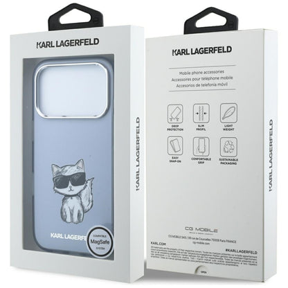 MagSafe Case for Apple iPhone 18 Pro Max / 17 Pro Max, Karl Lagerfeld, IML Choupette Body Sketch Print, Blue