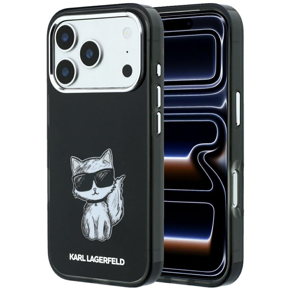 MagSafe Case for Apple iPhone 18 Pro Max / 17 Pro Max, Karl Lagerfeld, IML Choupette Body Sketch Print, Black