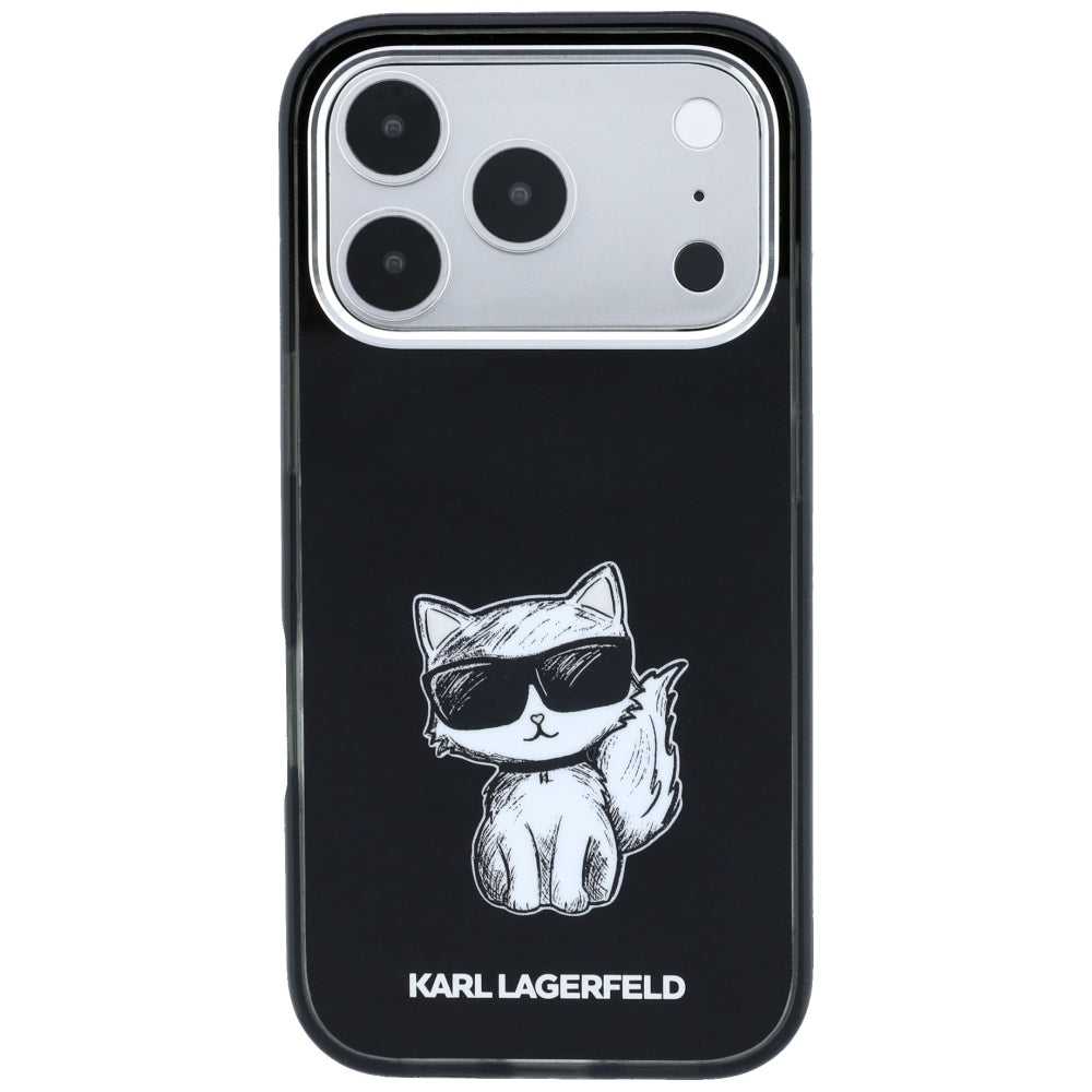 MagSafe Case for Apple iPhone 18 Pro Max / 17 Pro Max, Karl Lagerfeld, IML Choupette Body Sketch Print, Black