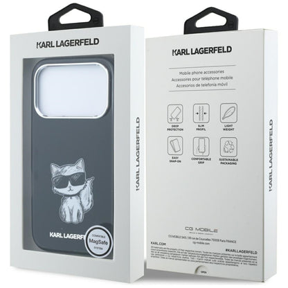 MagSafe Case for Apple iPhone 18 Pro Max / 17 Pro Max, Karl Lagerfeld, IML Choupette Body Sketch Print, Black