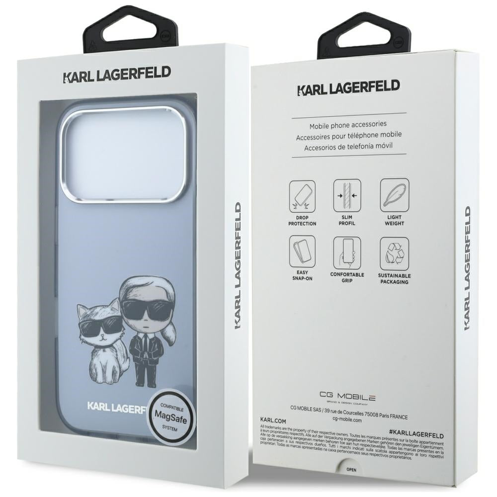 MagSafe Case for Apple iPhone 18 Pro Max / 17 Pro Max, Karl Lagerfeld, IML KC Bodies Sketch Print, Blue
