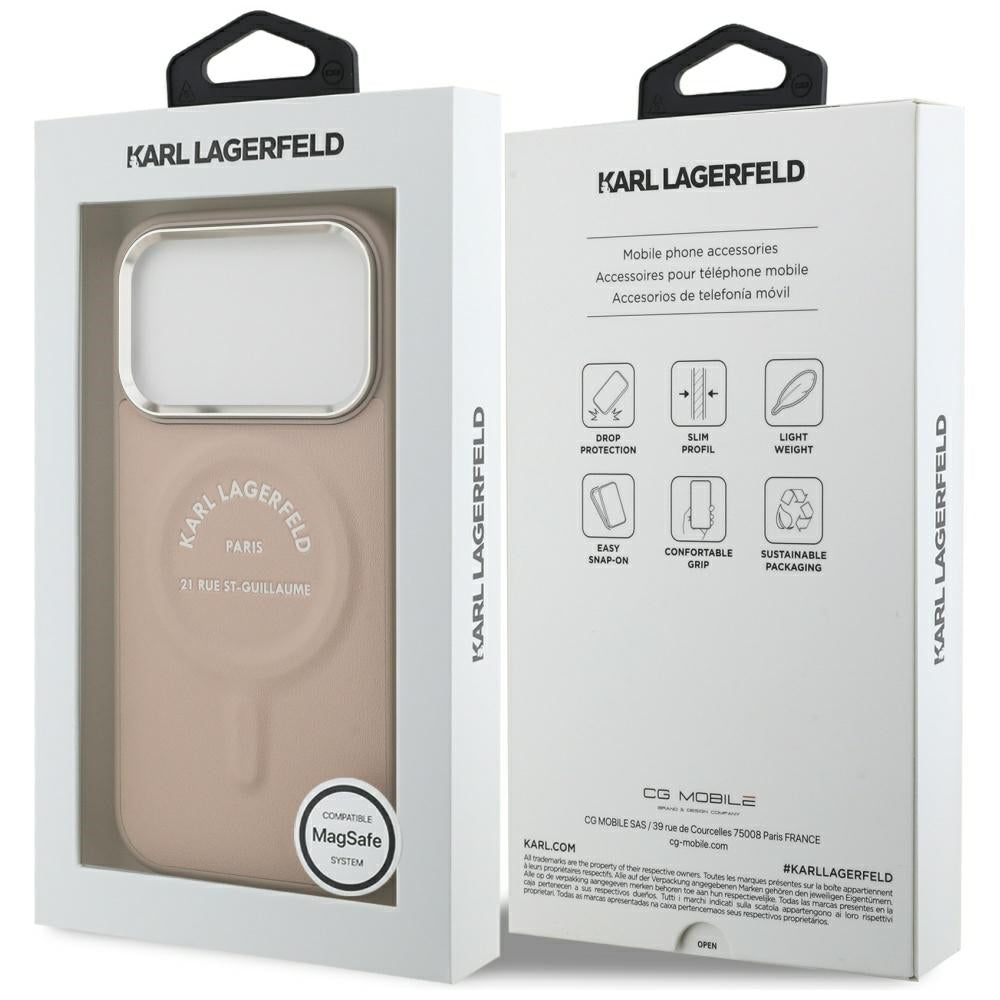 MagSafe Case for Apple iPhone 18 Pro Max / 17 Pro Max, Karl Lagerfeld, Ring Karl RSG Logo, Pink