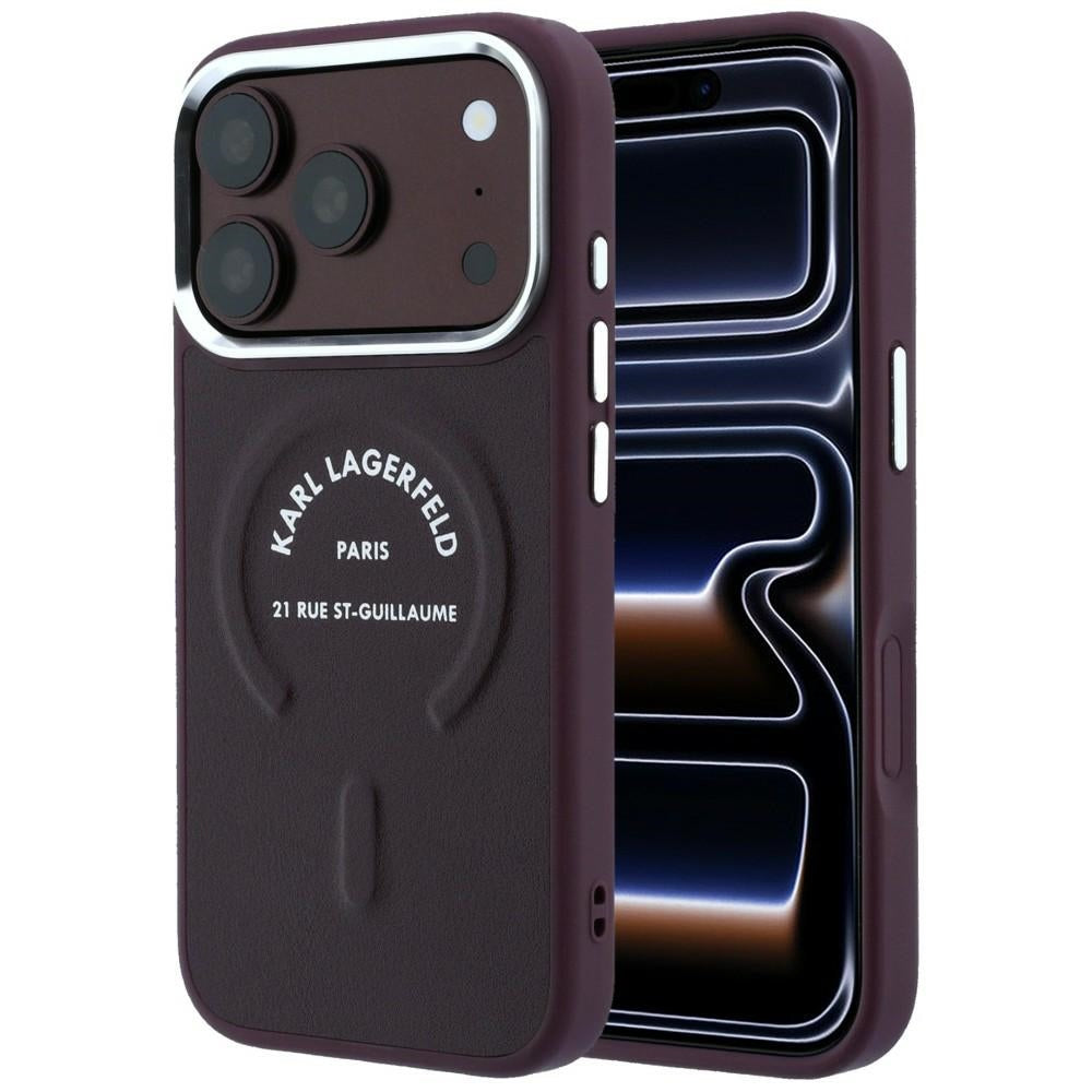 MagSafe Case for Apple iPhone 18 Pro Max / 17 Pro Max, Karl Lagerfeld, Ring Karl RSG Logo, Burgundy