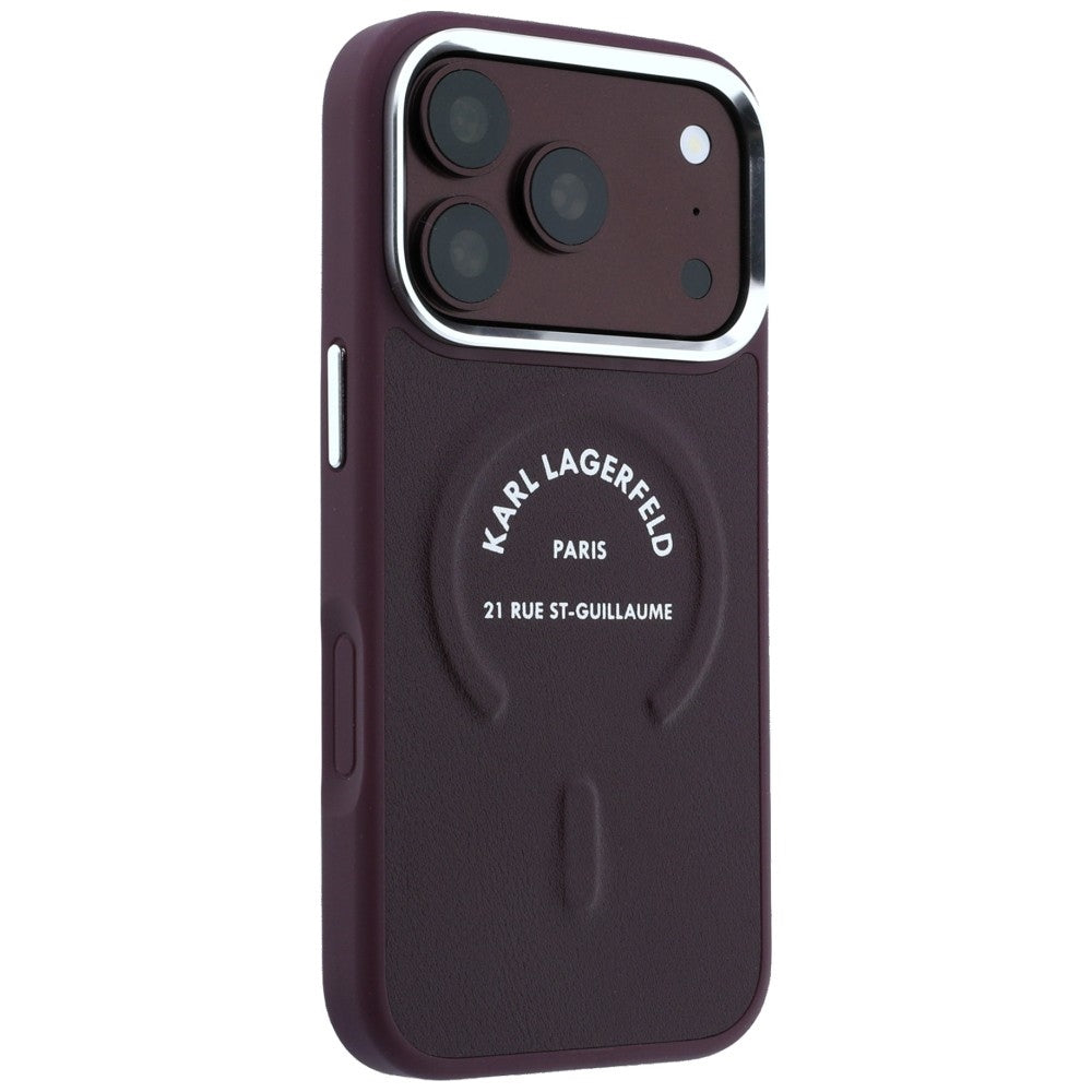 MagSafe Case for Apple iPhone 18 Pro Max / 17 Pro Max, Karl Lagerfeld, Ring Karl RSG Logo, Burgundy