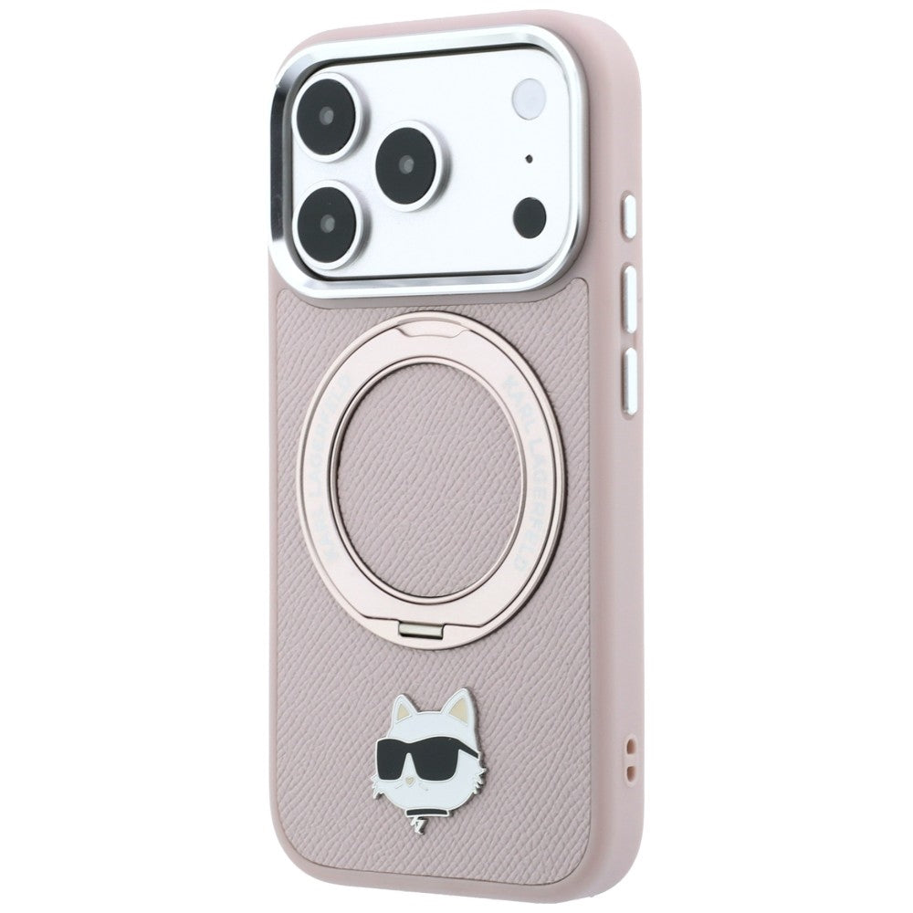 MagSafe Case for Apple iPhone 18 Pro Max / 17 Pro Max, Karl Lagerfeld, Ring Stand 360 Choupette Pin, Pink