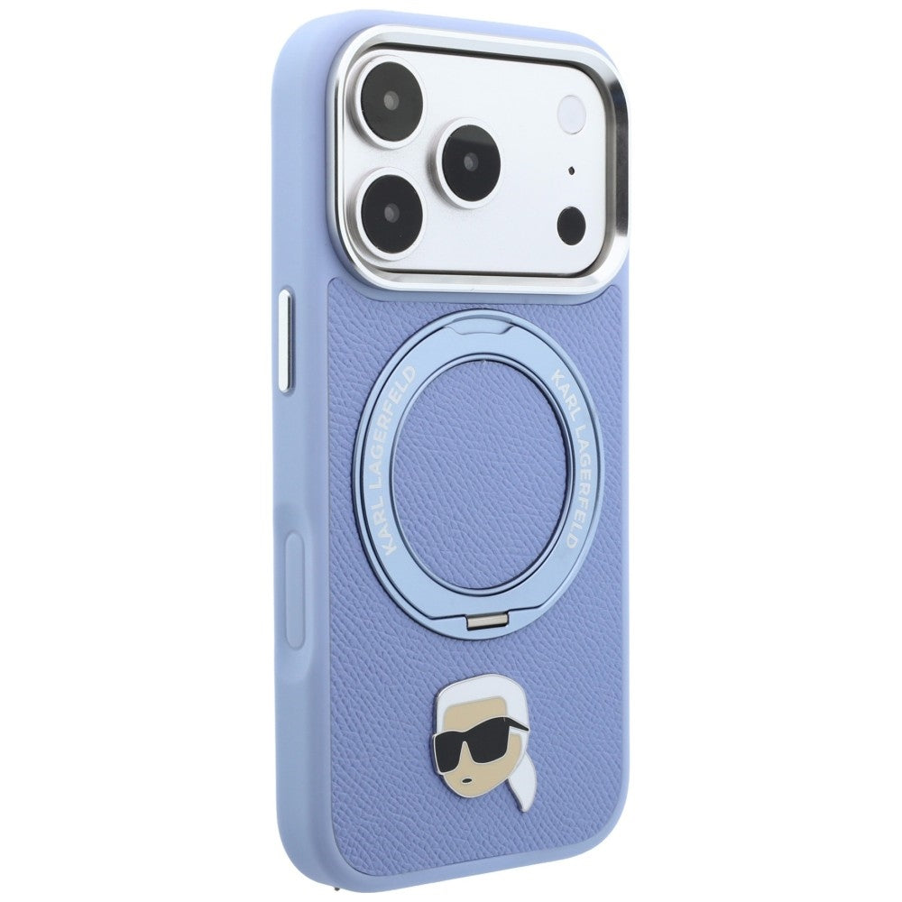 MagSafe Case for Apple iPhone 18 Pro Max / 17 Pro Max, Karl Lagerfeld, Ring Stand 360 Karl Pin, Blue