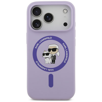 MagSafe Case for Apple iPhone 18 Pro Max / 17 Pro Max, Karl Lagerfeld, Silicone Ring Karl & Choupette, Purple