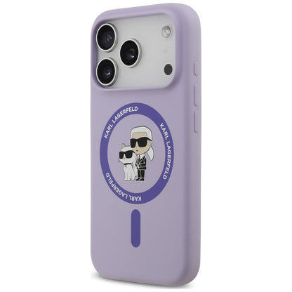 MagSafe Case for Apple iPhone 18 Pro Max / 17 Pro Max, Karl Lagerfeld, Silicone Ring Karl & Choupette, Purple