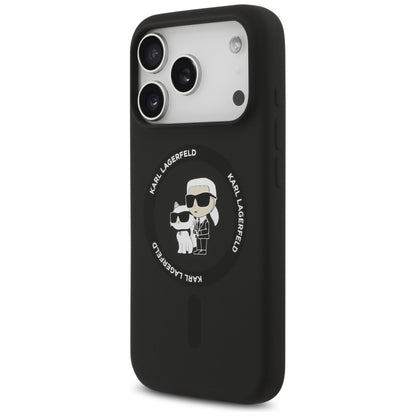 MagSafe Case for Apple iPhone 18 Pro Max / 17 Pro Max, Karl Lagerfeld, Silicone Ring Karl & Choupette, Black