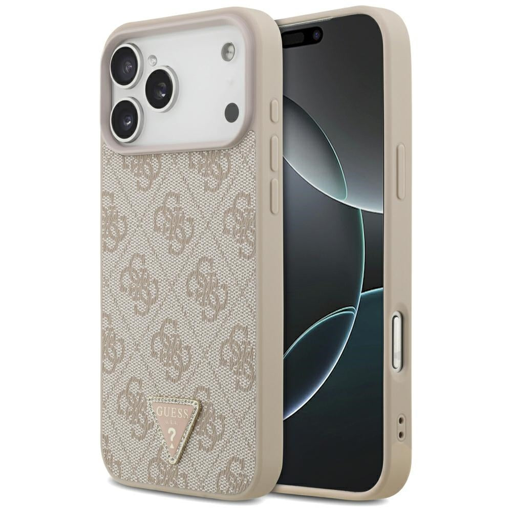 MagSafe Case for Apple iPhone 18 Pro Max, Guess, 4G Triangle Strass, Pink