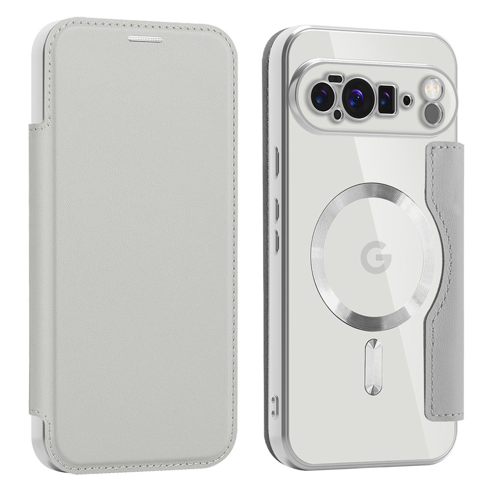 MagSafe Case for Google Pixel 10 Pro XL, Techsuit, SmartMag Book, Gray