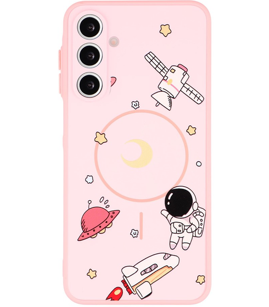 MagSafe Case for Samsung Galaxy A16 5G A166 / A16 4G A165, OEM, Cartoon Astronaut, Pink