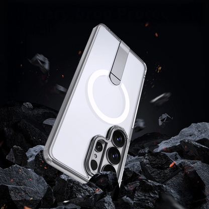 MagSafe Case for Samsung Galaxy S26 S942, Hybrid Armor, X with Stand, Transparent
