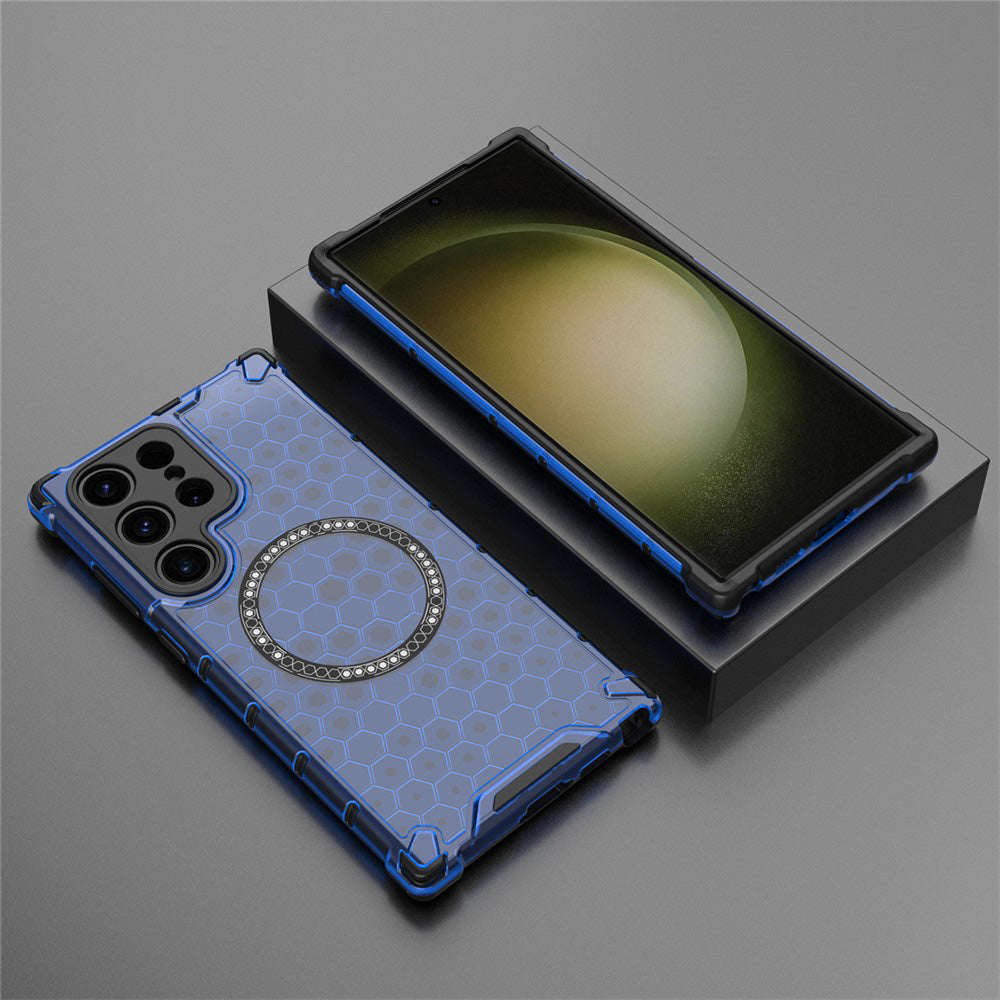 MagSafe Case for Samsung Galaxy S24 Ultra S928, Techsuit, HoneyComb Shield, Blue