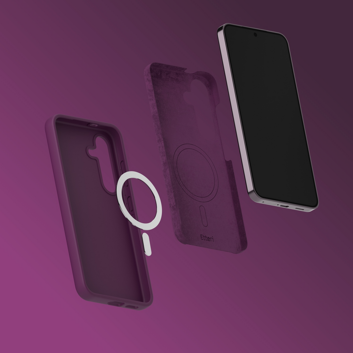 MagSafe Case for Samsung Galaxy A57 5G, Etteri, Silicone Mag, Burgundy