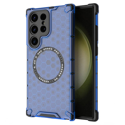 MagSafe Case for Samsung Galaxy S24 Ultra S928, Techsuit, HoneyComb Shield, Blue
