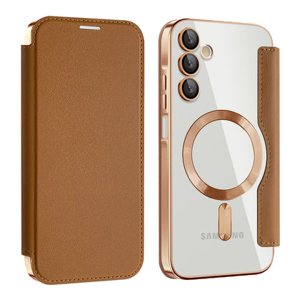 MagSafe Case for Samsung Galaxy A15 5G A156 / A15 A155, Techsuit, SmartMag Book, Brown