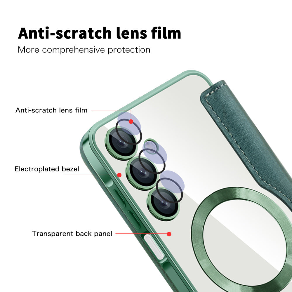 MagSafe Case for Samsung Galaxy A16 5G A166 / A16 4G A165, Techsuit, SmartMag Book, Green