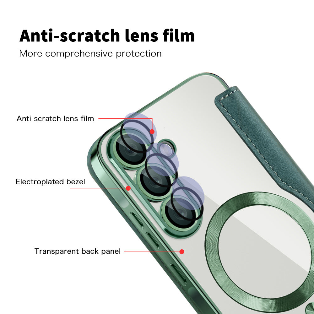 MagSafe Case for Samsung Galaxy A26 A266, Techsuit, SmartMag Book, Green