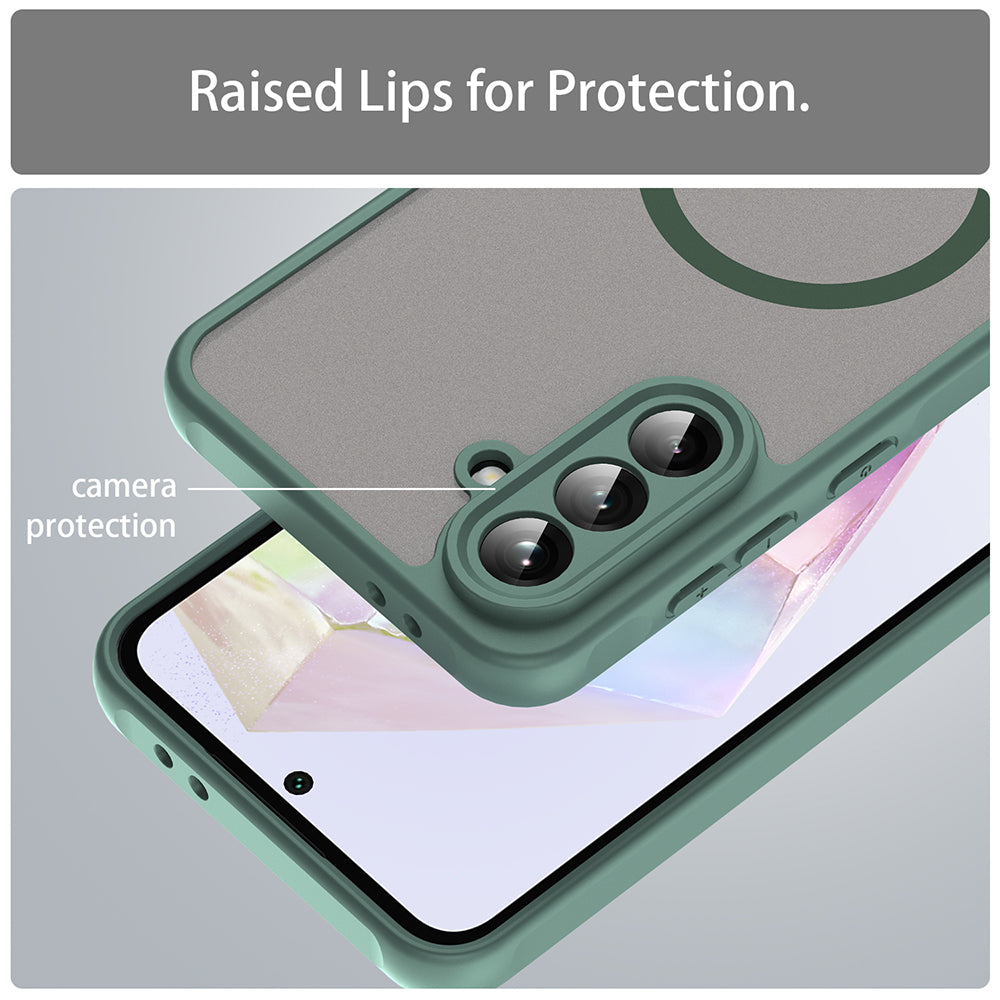 MagSafe Case for Samsung Galaxy A36 A366, Techsuit, HaloFrost II, Green