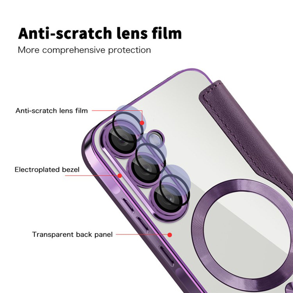 MagSafe Case for Samsung Galaxy A36 A366, Techsuit, SmartMag Book, Purple