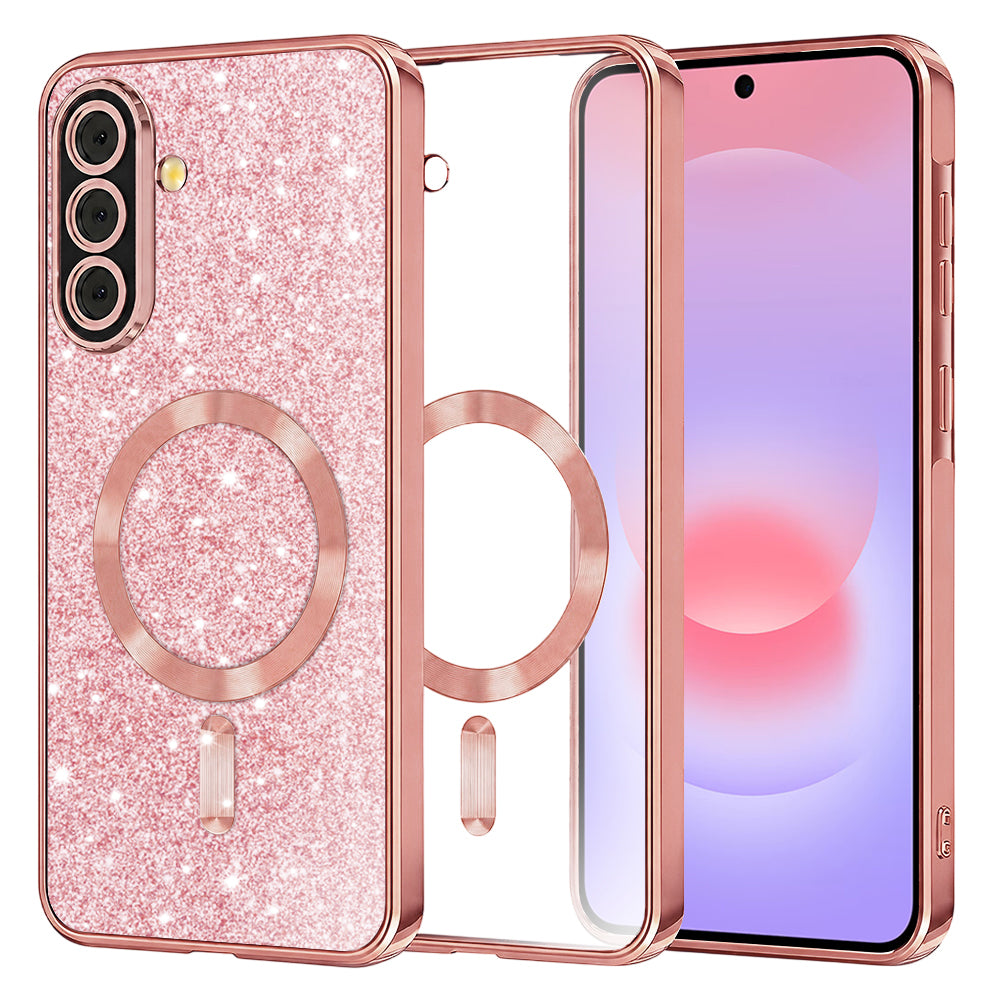 MagSafe Case for Samsung Galaxy A37 5G, Techsuit, Luxury Glitter, Rose Gold