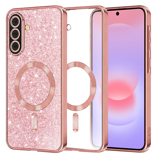 MagSafe Case for Samsung Galaxy A37 5G, Techsuit, Luxury Glitter, Rose Gold